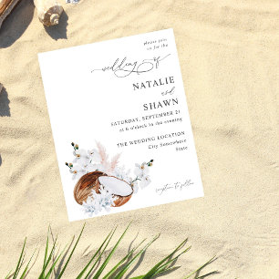 Budget Coconut Coral & White Floral Wedding  Flyer