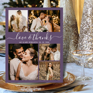 Budget Collage Purple Wedding Thank You Card