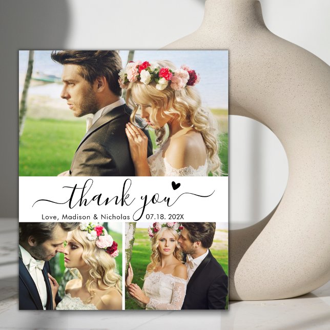 Budget Collage Wedding Thank You Heart Script Flyer (Creator Uploaded)