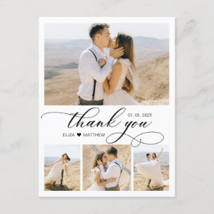 Budget Collage Wedding Thank You Script Heart Postcard