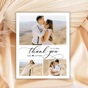 Budget Collage Wedding Thank You Script Heart  Postcard