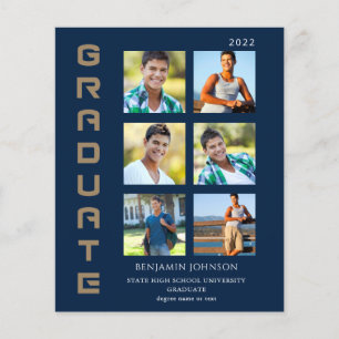 Budget Colors Gold & Navy Graduate Multi Photo Flyer