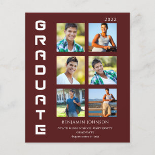 Budget Colors White & Maroon Graduate Multi Photo Flyer