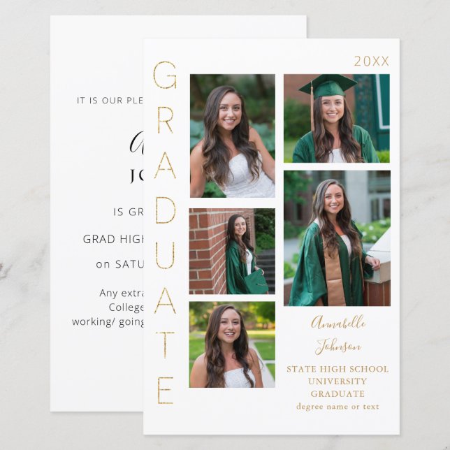 Budget Colour Glow- G & White Graduate 6 Photo MED (Front/Back)