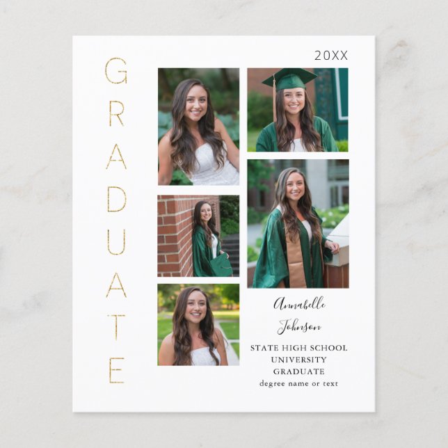 Budget Colour Glow- Gold & White 1 Graduate 6 Phot Flyer (Front)