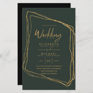 BUDGET Colour Trends GOLD Wedding Invite Modern