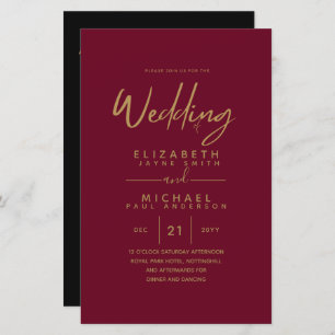 BUDGET Colour Trends GOLD Wedding Invite Modern