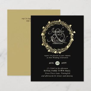 BUDGET Colour Trends Gold Wreath Wedding Invite
