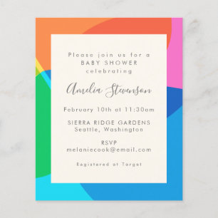 Budget Colourful Abstract Baby Shower Invite