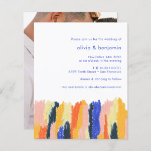 Budget Colourful Abstract Photo Wedding Invitation