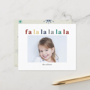 Budget Colourful fa la la Photo Holiday Card