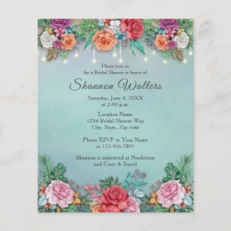 Budget Colourful floral Bridal Shower Invitation Flyer