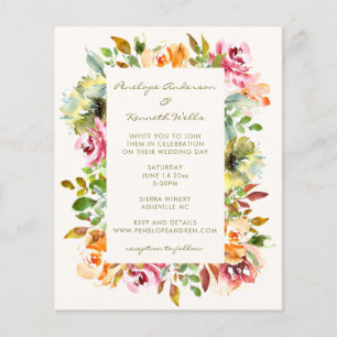 Budget Colourful Floral Wedding QR Code Invite