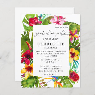 Budget Colourful Tropical Floral Graduation Party