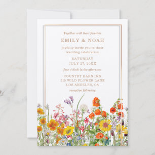 Budget Colourful Wild Flowers Country Boho Wedding Invitation
