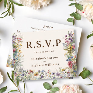 Budget Colourful Wildflower Floral Watercolor RSVP Card