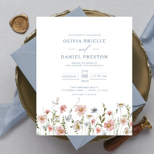 Budget Colourful Wildflower Wedding Invitation