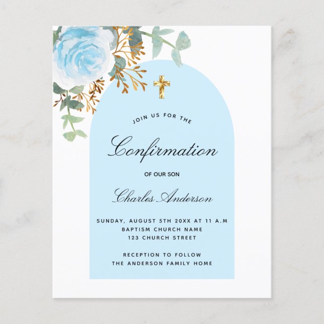 Budget confirmation eucalyptus blue boy floral (Front)