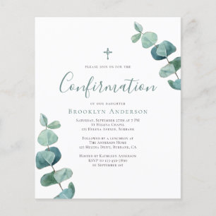 BUDGET Confirmation Invitation Eucalyptus Sprigs