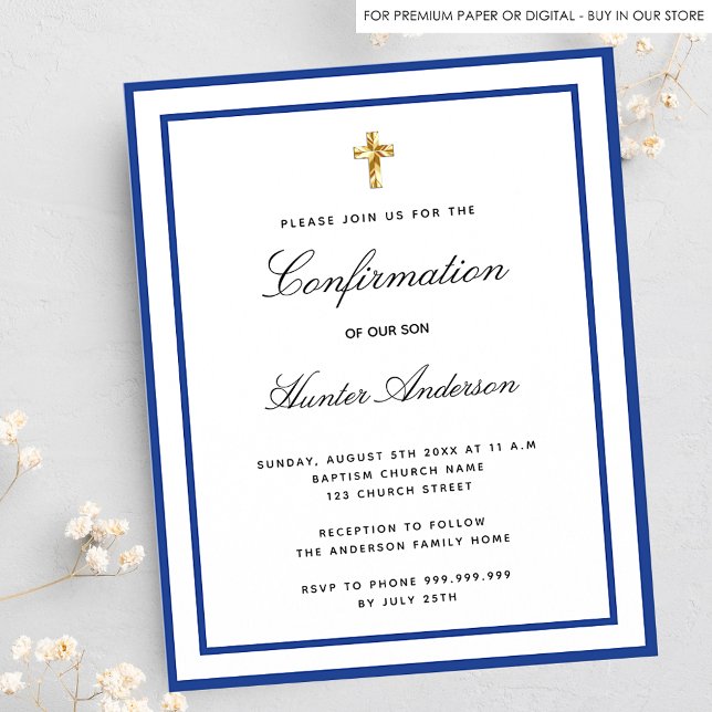 Budget confirmation royal blue white invitation (Creator Uploaded)