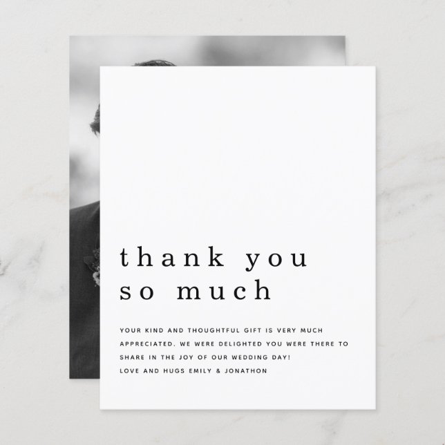 Budget Contemporary Newlywed Photo Thank You (Front/Back)
