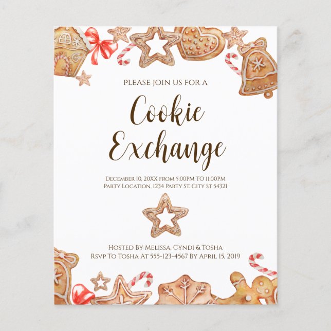 Budget Cookie Exchange Holiday Party Invitations (Front)