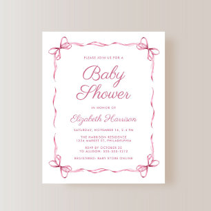 Budget Coquette Bows Pink Baby Girl Shower