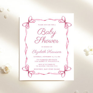 Budget Coquette Bows Pink Baby Girl Shower