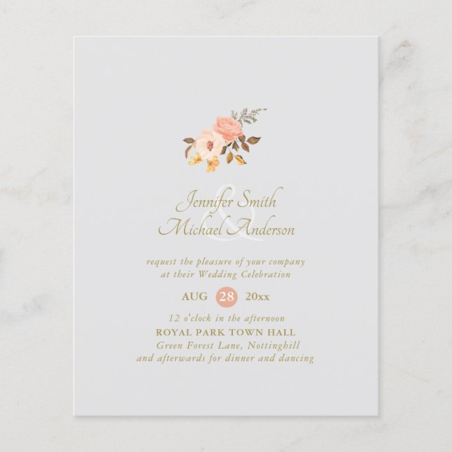 BUDGET  Coral Gold Floral Bouquet Wedding Flower (Front)