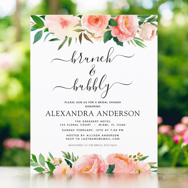 Budget Coral Peach Brunch & Bubbly Bridal Shower (Creator Uploaded)