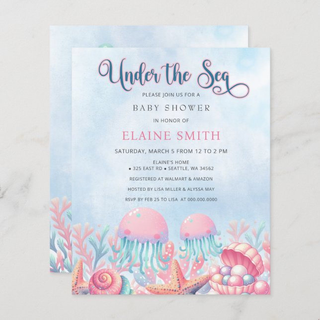 Budget Coral Under The Sea Marine Baby Shower  (Front/Back)