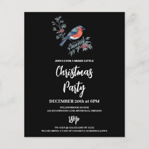 Budget Cosy Nature Wreath Black Christmas Party Flyer