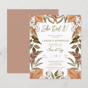 BUDGET Cotton Dried Grasses Grad Party Invitation