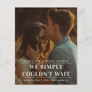 Budget Couldn't Wait Photo Wedding Announcement