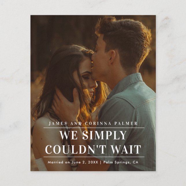 Budget Couldn't Wait Photo Wedding Announcement (Front)