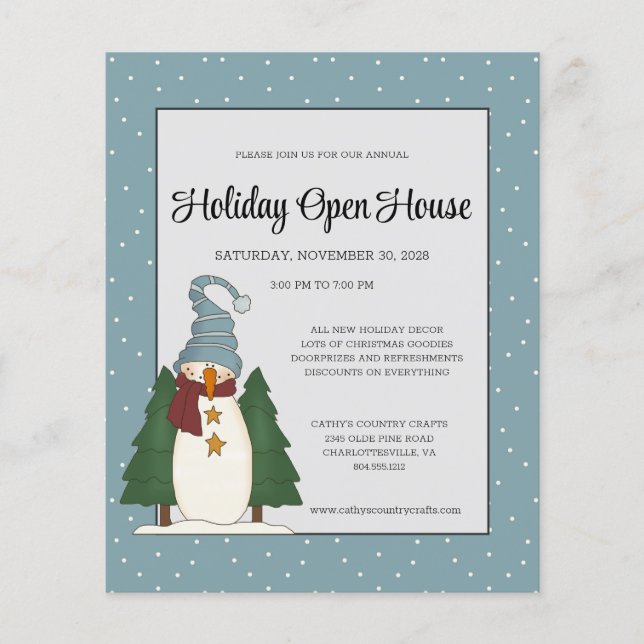 Budget Country Christmas Snowman Open House  Flyer (Front)