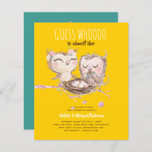 BUDGET Couples Baby Shower Cute Owls Woodland Inv.