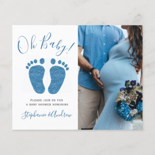 Budget Couples Photo Boy's Baby Shower Invitation
