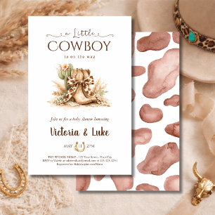 Budget Cowboy Western Cow Print Boy Baby Shower Flyer