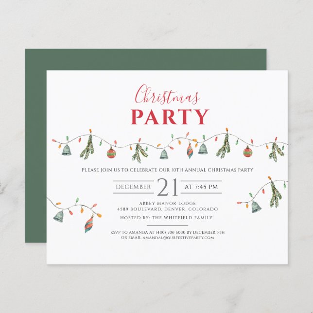 Budget Coworkers Christmas Party Invitation (Front/Back)
