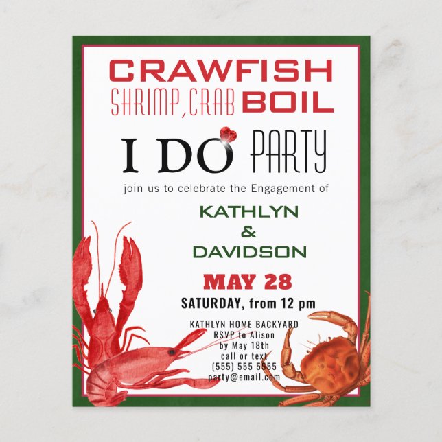 BUDGET Crawfish Boil Engagement Party Invitation (Front)