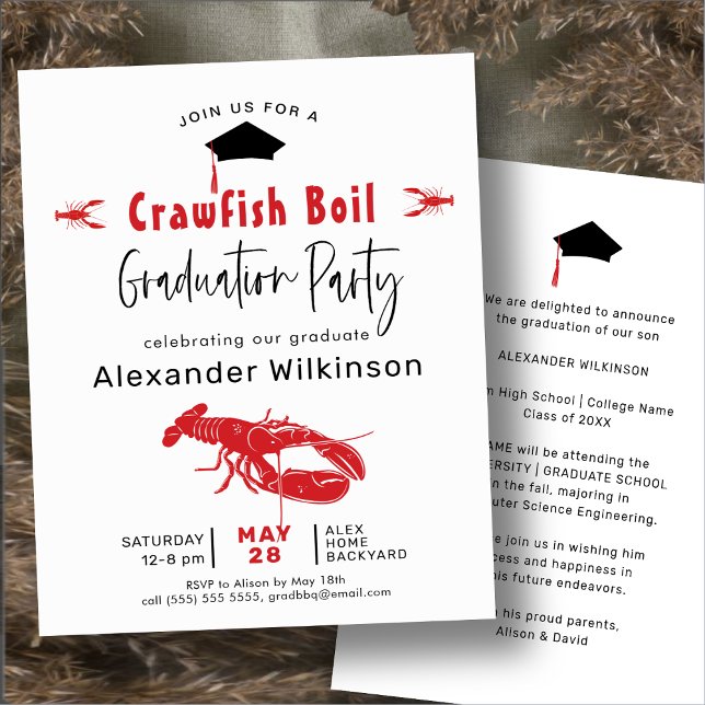 BUDGET Crawfish Boil Graduation BBQ Invitation (Creator Uploaded)