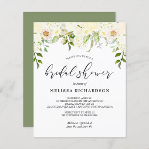 Budget Cream Floral Bridal Shower Invitation