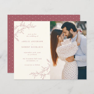 Budget Cream & Muted Red Foliage Photo Wedding