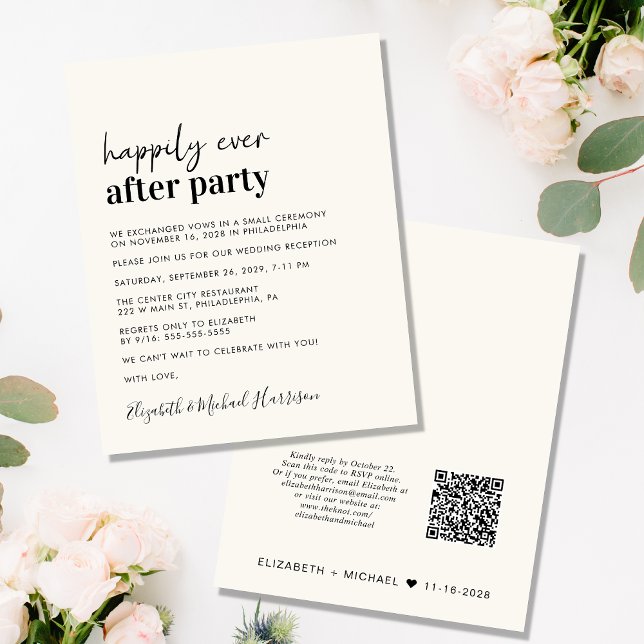 Budget Cream QR Code Wedding Reception Invitation (Creator Uploaded)