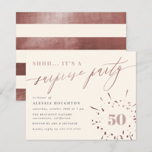 Budget Cream & Rose Gold Script Surprise Party
