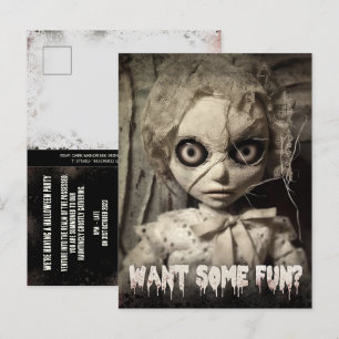 Budget Creepy Sack Doll Adult Halloween Invitation