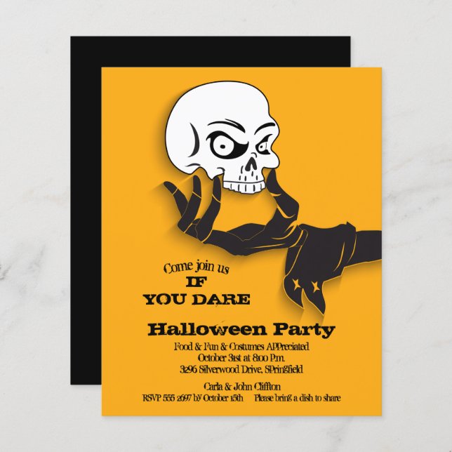 Budget Creepy Skull Halloween Invitations (Front/Back)