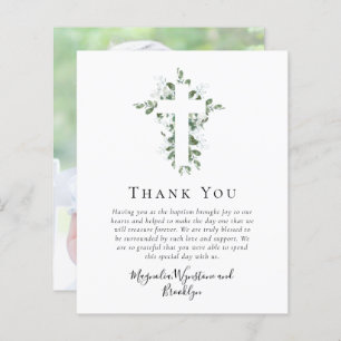 Budget Cross Photo Baptism Thank You Card