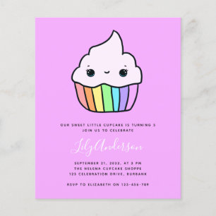 Budget Cupcake Kid's Birthday Party Invitation